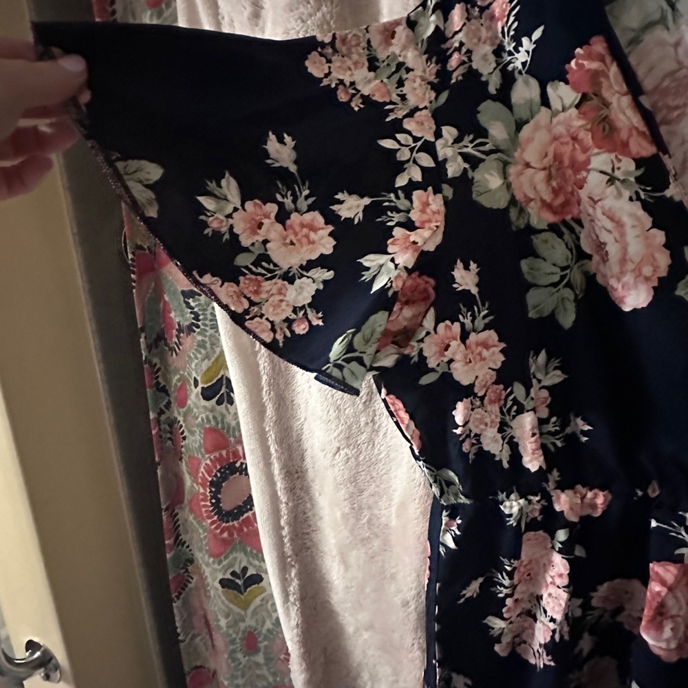 SHEIN 1XL pink flowers , black dress - Picture 2 of 3